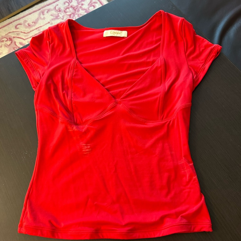 Amazon Vibrant Red Short Sleeve Blouse